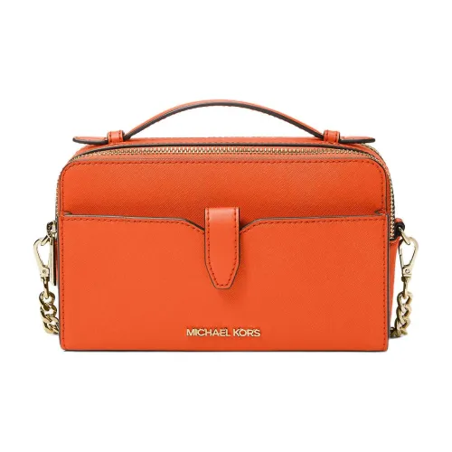 MICHAEL KORS Jet Set Saffiano Leather Handbag Shoulder Bag Crossbody Bag Medium Size Women's Orange