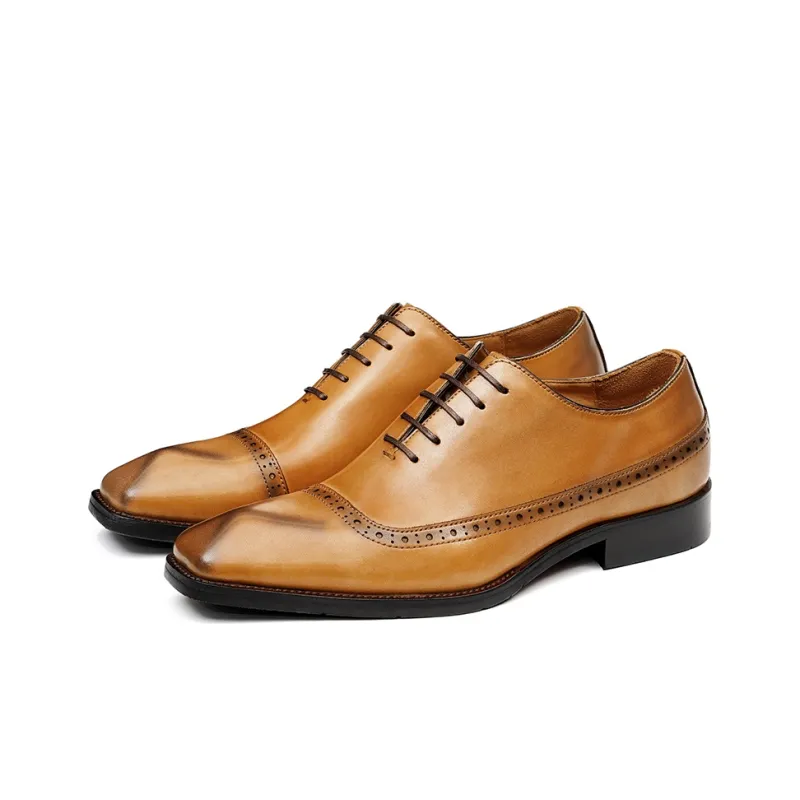 ASTON M.JAZZ Dress Shoes Men Low Top Black/Gray/Yellow Brown-14