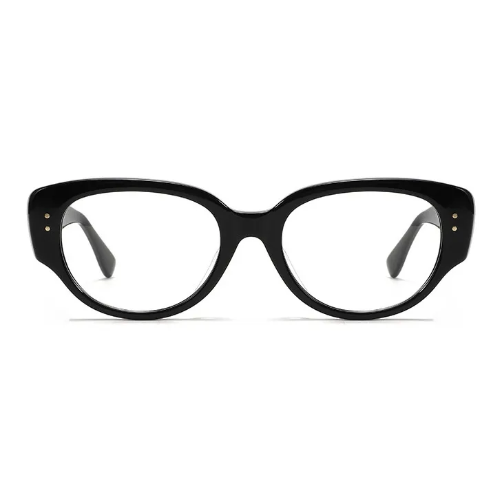 Thunder Pailong Plate Frame Oval Sunglasses Unisex Black Ecru-7