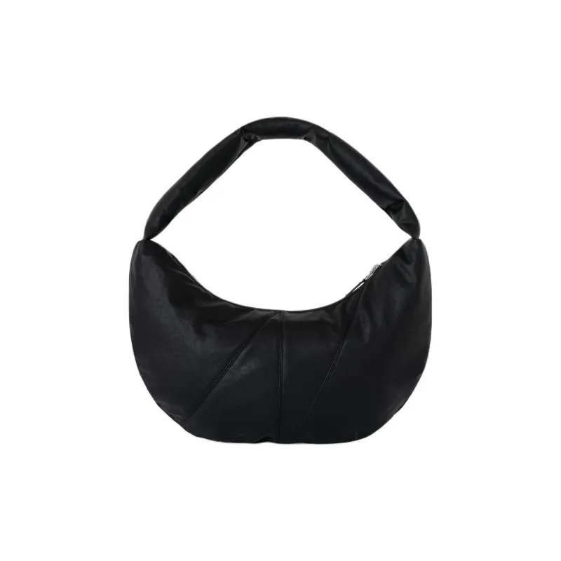 NIEEH Vegan Leather One Shoulder Handbag Women's Black-0
