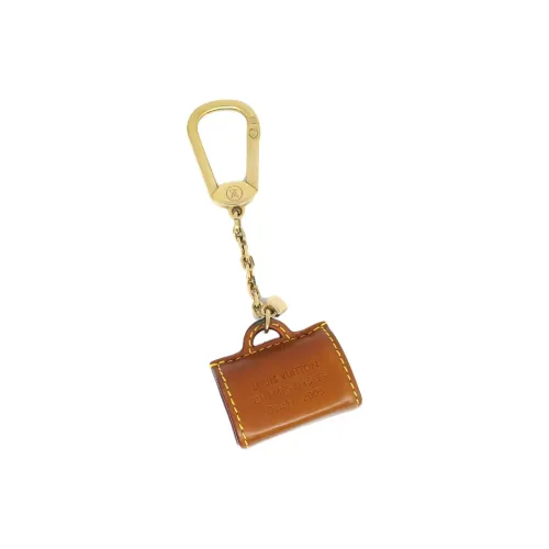LOUIS VUITTON Gold-plated Leather Keychains Women's Brown