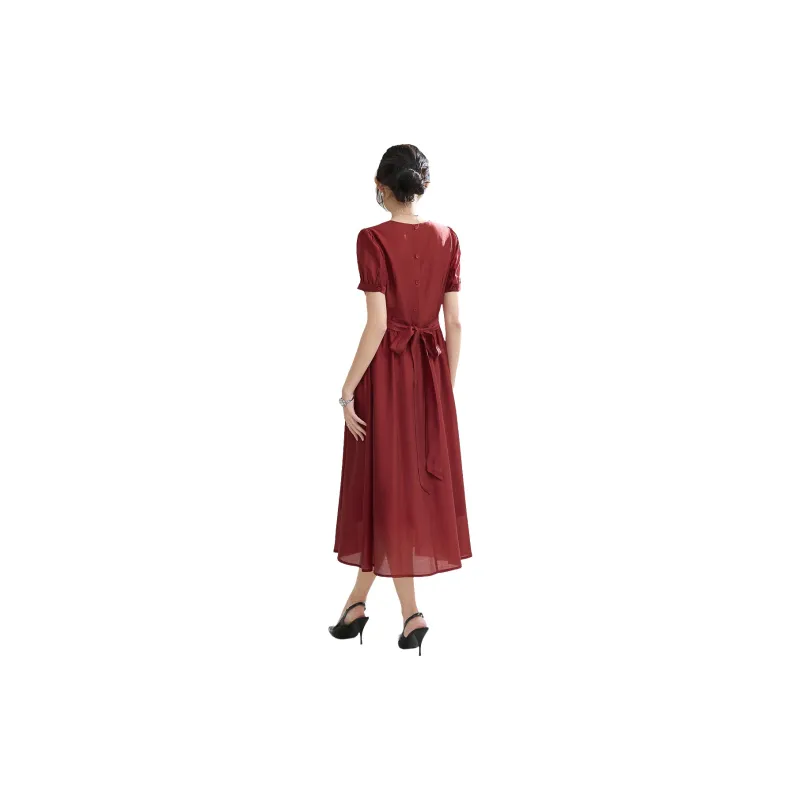 SMEN Short Sleeved Dresses Women's-0