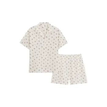 Sha Qian Pajama Set Summer Women's Ivory White