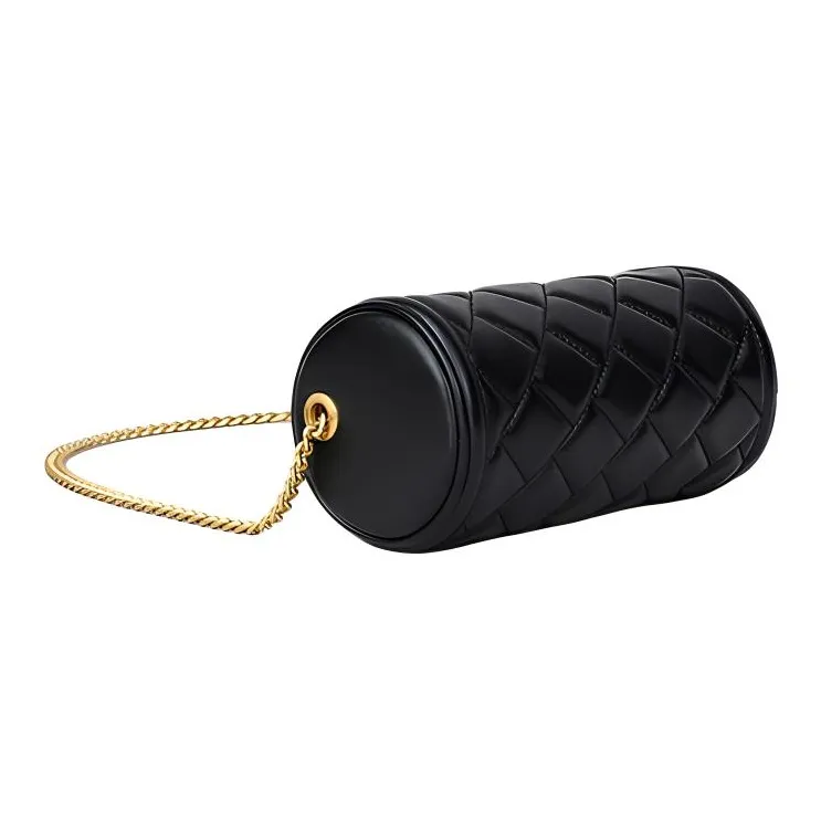 Kevin Cohen Cow Leather Crossbody Bag, Shoulder Bag, Cylinder Bag Regular Women's Elegant Black-1