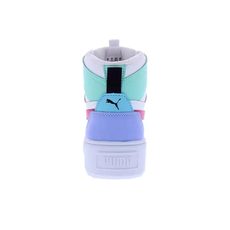PUMA Karmen Rebelle Anti-Slip Wear-Resistant Mid-Top Skateboard Shoes Women's White Blue Red-4