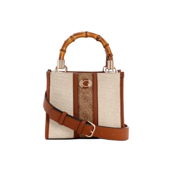 GUESS Canvas Tote Bag Shopping Bag Shoulder Bag Crossbody Bag Handbag Mini Women's Brown