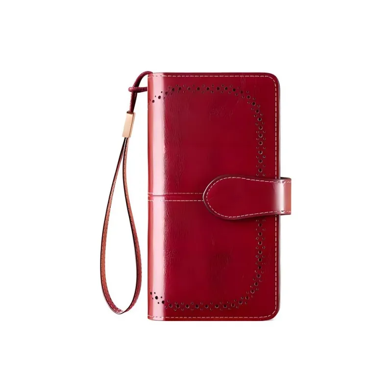 Banyanu Cow Leather Wallet Regular Women's Burgundy/Yellow/Black/Blue-1