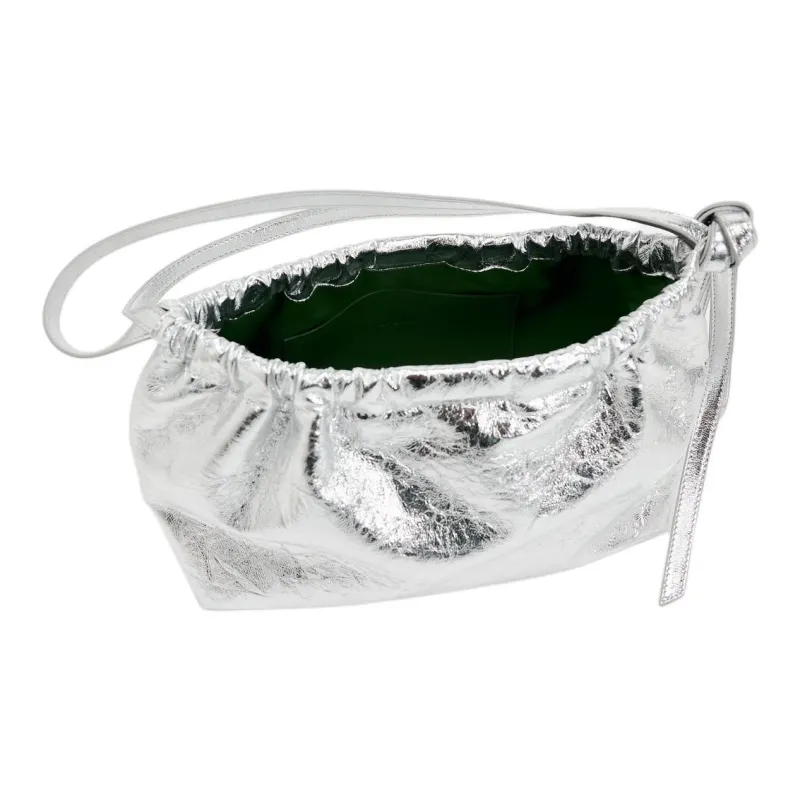ZARA PU Handbag Shoulder Bag Women's Silver-4