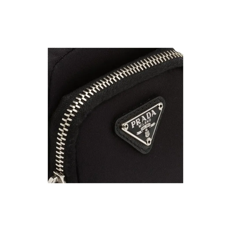 PRADA Nylon And Saffiano Leather Coin Purse Unisex Black-2