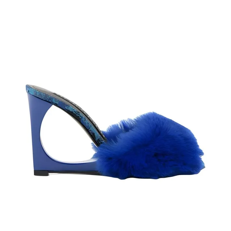 Les Petits Joueurs Slide Slippers 10cm Women's Blue-1