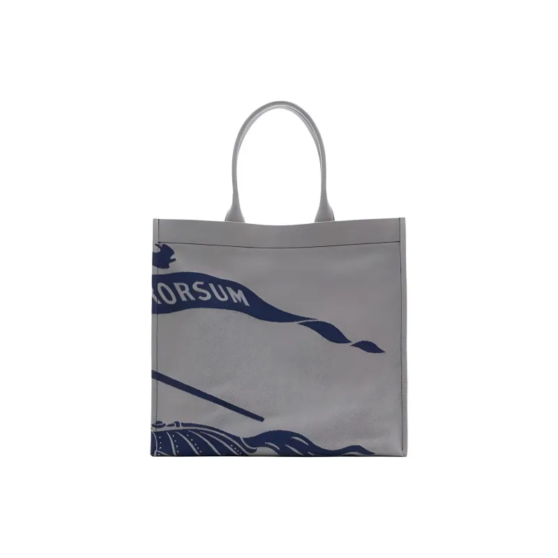 Burberry Canvas Canvas Bag Tote Bag Shopping Bag Shoulder Bag Handbag Medium Size Men's Gray & Blue-1