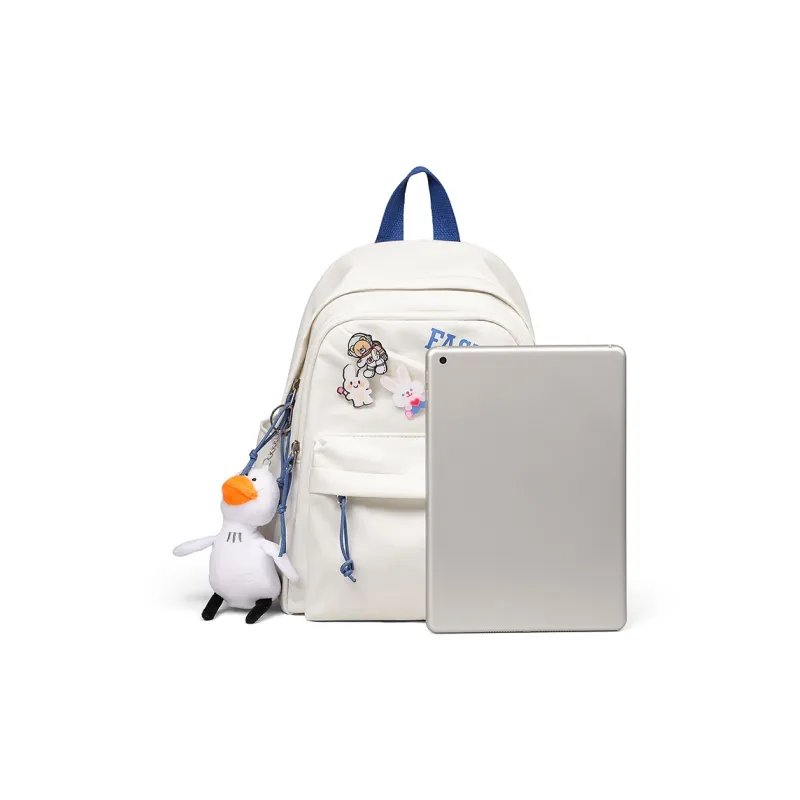Kevin Cohen Nylon Fabric Backpack Regular Unisex White/Black-3