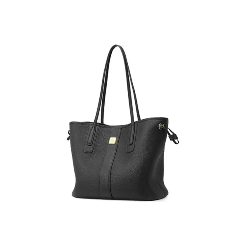 GOLDLION Cow Leather Tote Bag, Shopping Bag, Handbag, Shoulder Bag Women's Blue/Black-1