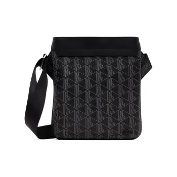 LACOSTE PVC Shoulder Bag Men's Black & Gray
