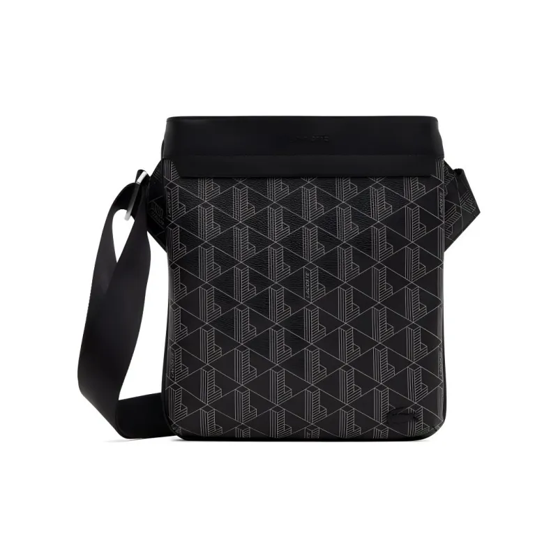 LACOSTE PVC Shoulder Bag Men's Black & Gray-0