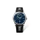 Silver Case Blue Dial Black Leather Strap
