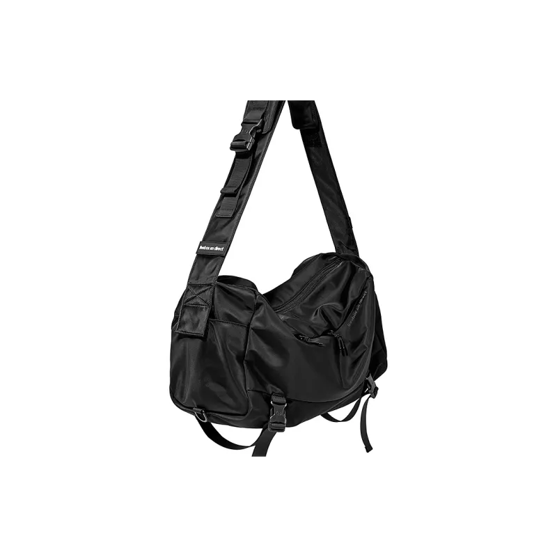LIVEBOX EN DIRECT Nylon Fabric Messenger Bag One Shoulder Backpack Crossbody Bags Gym Bags Large Size Men's Black-3