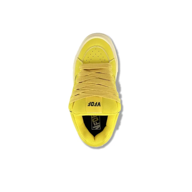 VFDF Puffy Shoes Anti Slip Wear Resistant Low Top Skateboard Shoes Unisex Yellow Black-3