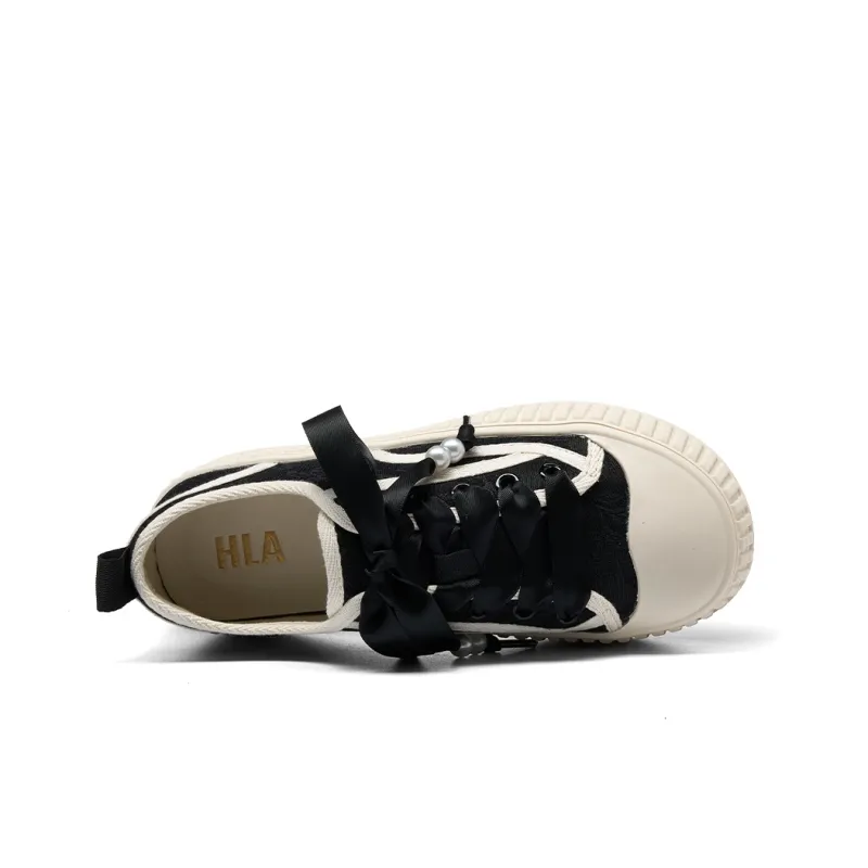 HLA Skateboard Shoes Women's Low Top Black/Pink/Beige-2