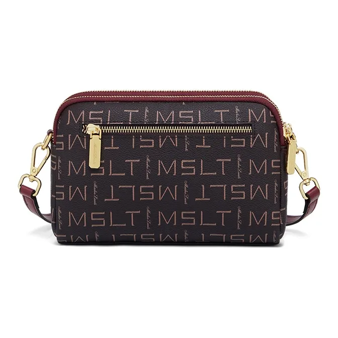 MashaLanti PVC Synthetic Leather Shoulder Bag, Crossbody Bag Regular Women's Burgundy-4
