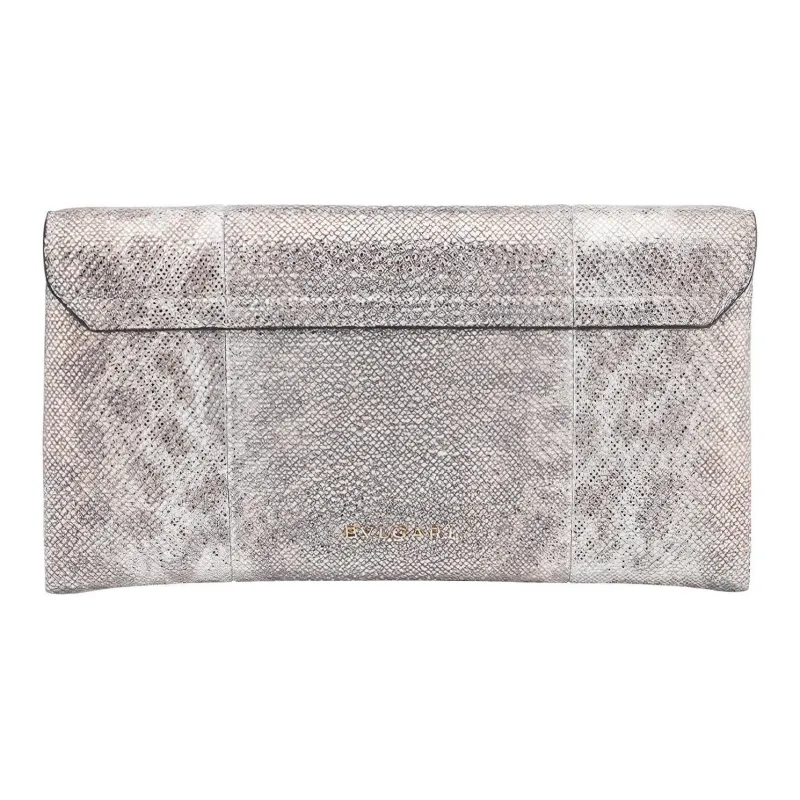 BVLGARI Snake Skin Clutch Women's White-2