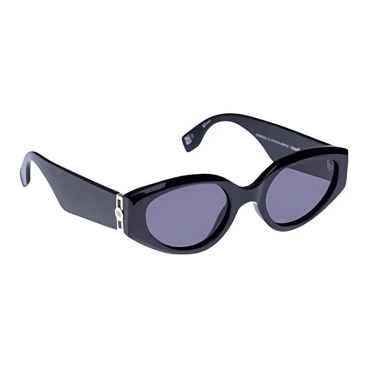 Le Specs Plate Frame Recycled Acrylic PMMA Oval Sunglasses Women's Black-2