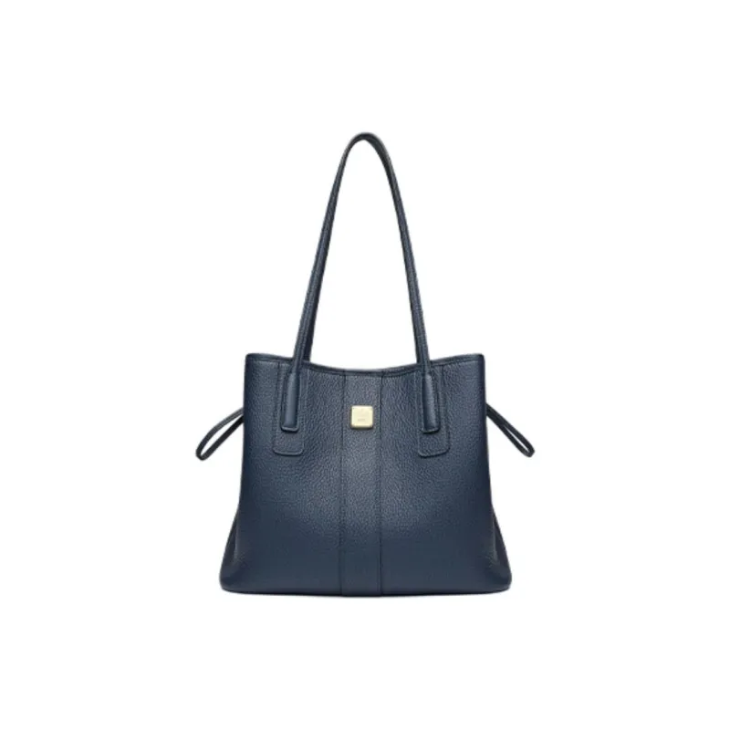 GOLDLION Cow Leather Tote Bag, Shopping Bag, Handbag, Shoulder Bag Women's Blue/Black-11