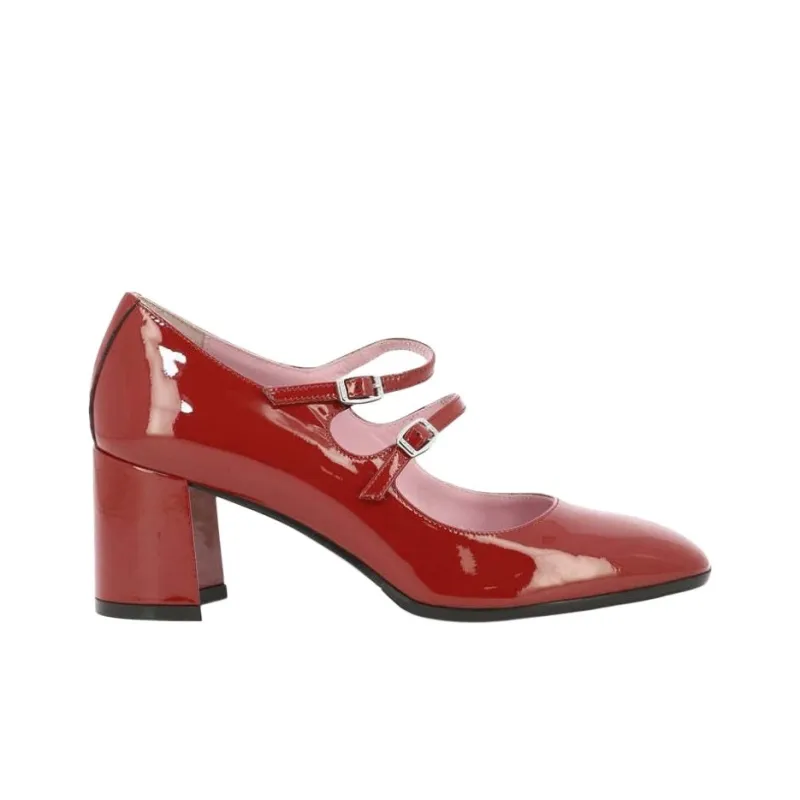 Carel Chunky Heel Mary Jane Shoes Women's Red-1
