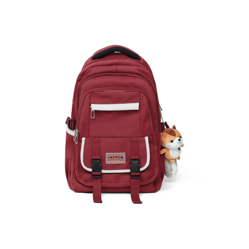 Kevin Cohen Nylon Fabric Backpack Regular Unisex Black/Red/Pink-3