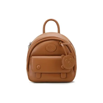 VANWALK PU Backpack Double Shoulder Small Backpack Regular Women's White/Yellow/Brown