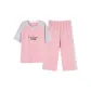Pink Gray Capri Pants