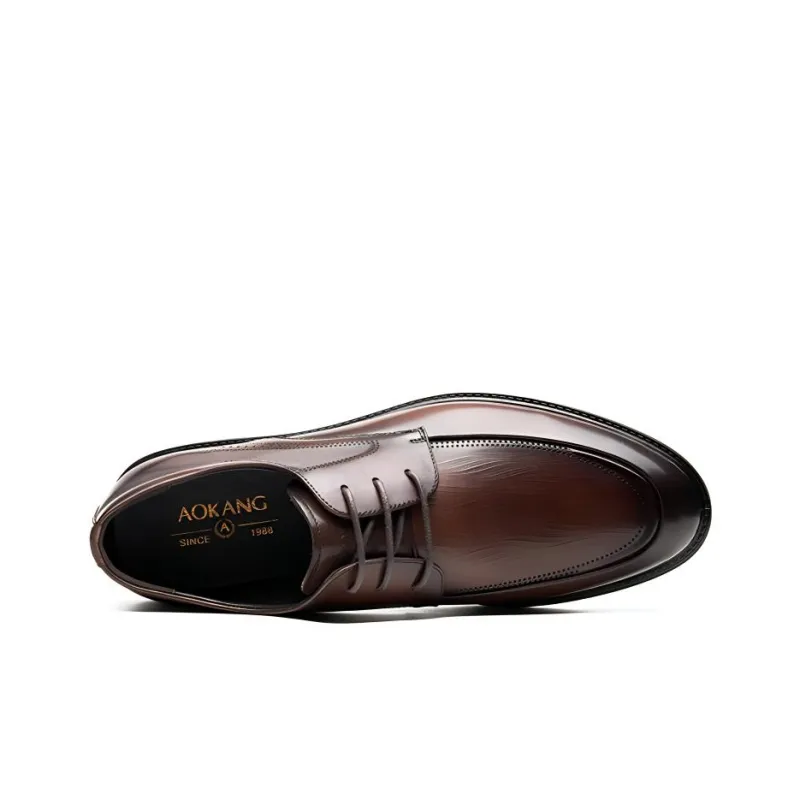 AOKANG Dress Shoes Men Low Top Black/Brown-8