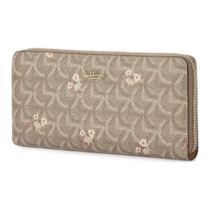 GOLDLION PVC Handheld Wallet Women's Khaki/Burgundy-1