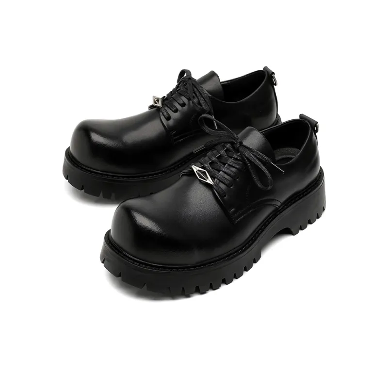 Zuogedu Trendy Big Head Casual Shoes Versatile Derby Shoes Men's Black-2