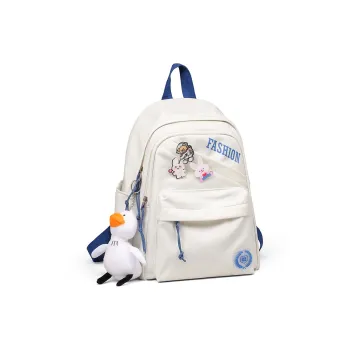 Kevin Cohen Nylon Fabric Backpack Regular Unisex White/Black