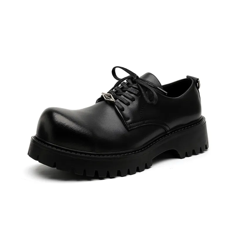 Zuogedu Trendy Big Head Casual Shoes Versatile Derby Shoes Men's Black-1