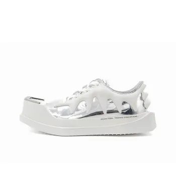 ANCIENT FOSSIL Anti-Slip And Wear-Resistant Height Increasing Low-Top Skateboard Shoes Unisex White Silver