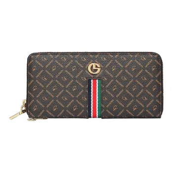 GOLDLION PVC Synthetic Leather, Artificial Leather Long Wallets Women's Dark Coffee