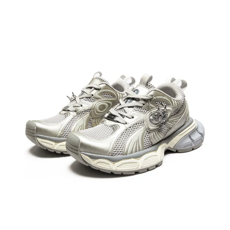 FINEPLAN Cushioning Anti-Slip And Wear-Resistant Low-Top Chunky Sneakers Unisex Silver Blue-14