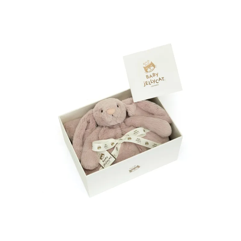 JELLYCAT Personalised Bashful Luxe Bunny Rosa Blankie-0