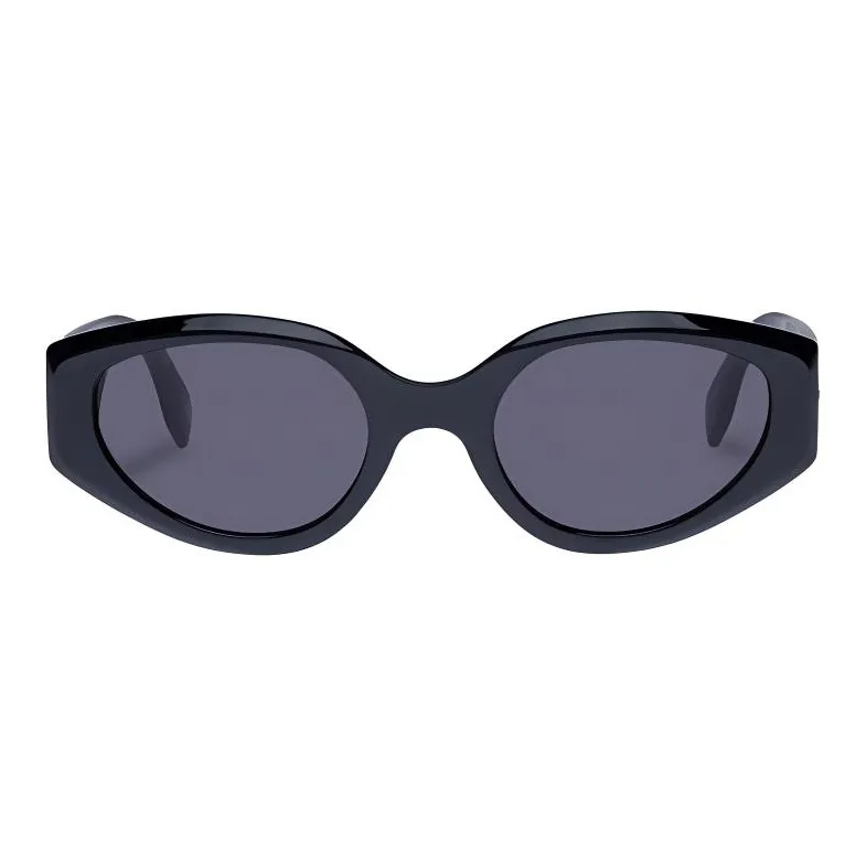 Le Specs Plate Frame Recycled Acrylic PMMA Oval Sunglasses Women's Black-1
