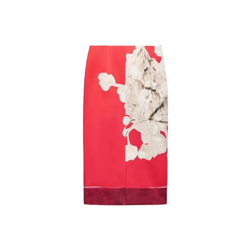 ZARA SS24 Casual Long Skirts Women's Red/White-1
