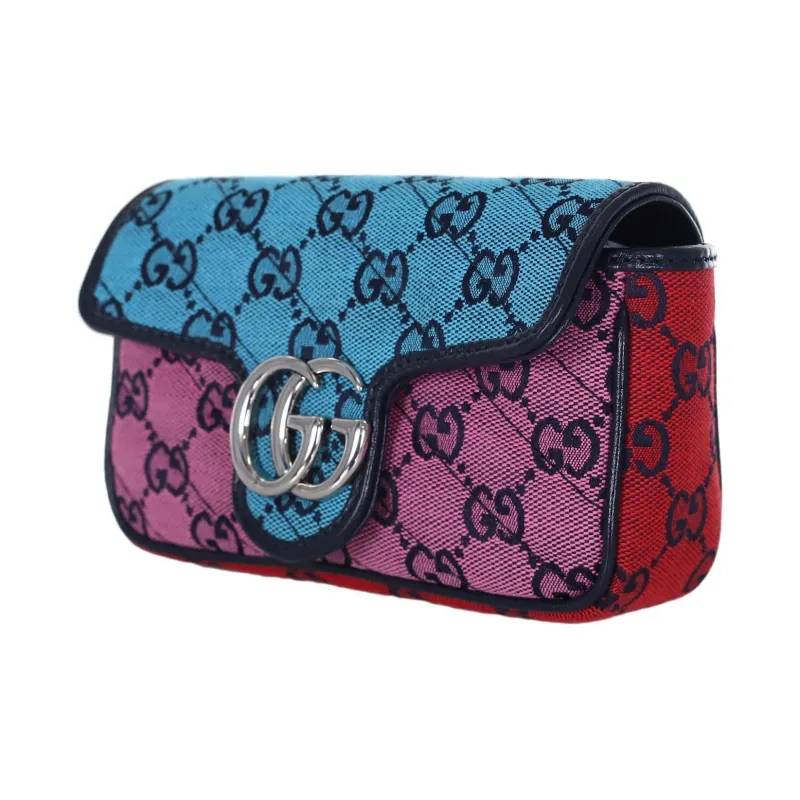 GUCCI Marmont Canvas Suede Shoulder Bag Crossbody Bag Extra Mini Women's Multicolor-2