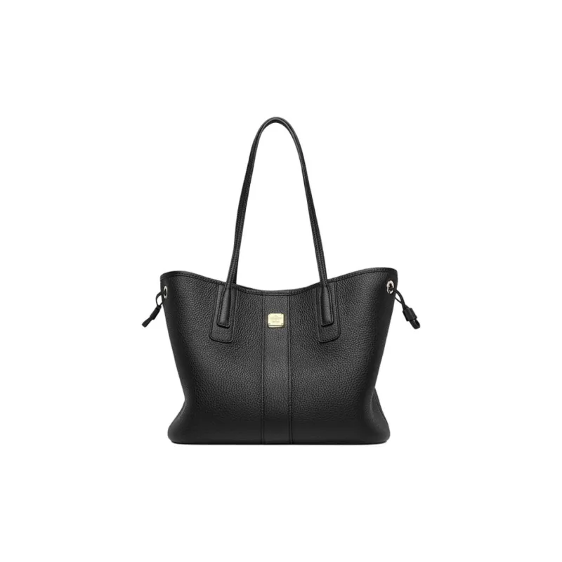 GOLDLION Cow Leather Tote Bag, Shopping Bag, Handbag, Shoulder Bag Women's Blue/Black-0