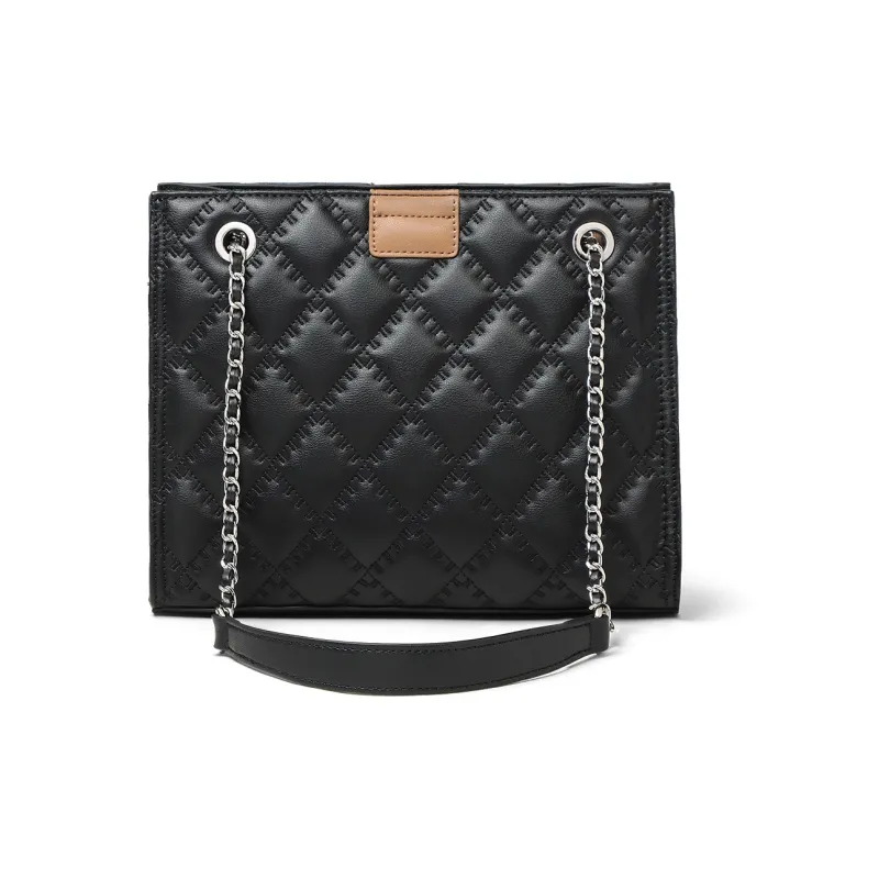 MILLIE'S Cow Leather With Synthetic Leather Tote Bag, Shoulder Bag Regular Women's Black-5