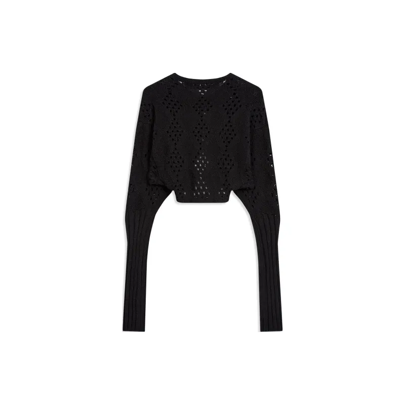 Open Yy ARGYLE POINTELLE KNIT BOLERO Knitwear Women's BLACK/Black-1