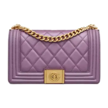 GOLDLION Cow Leather Bonded Synthetic Leather Crossbody Bag Shoulder Bag Women's Purple/White/Black