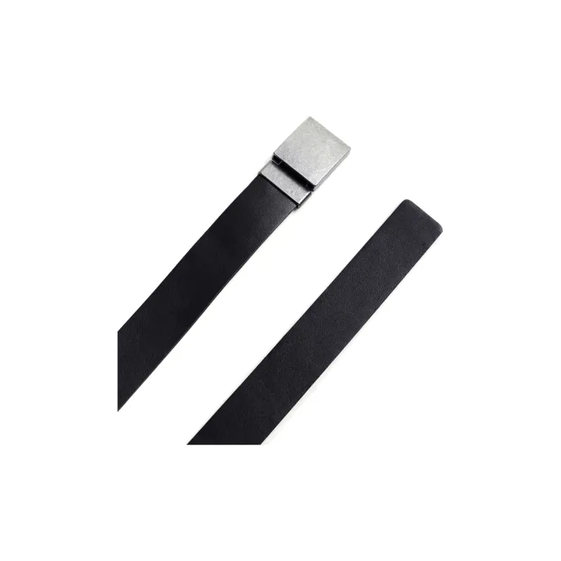 ZARA Solid Color Design Plate Buckle Cow Leather Leather Belts Men's Black-2