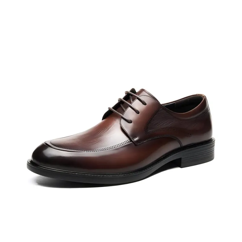 AOKANG Dress Shoes Men Low Top Black/Brown-5
