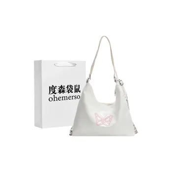 Dusen Kangaroo PU Crossbody Bag, Shoulder Bag Regular Women's White/Black/Silver